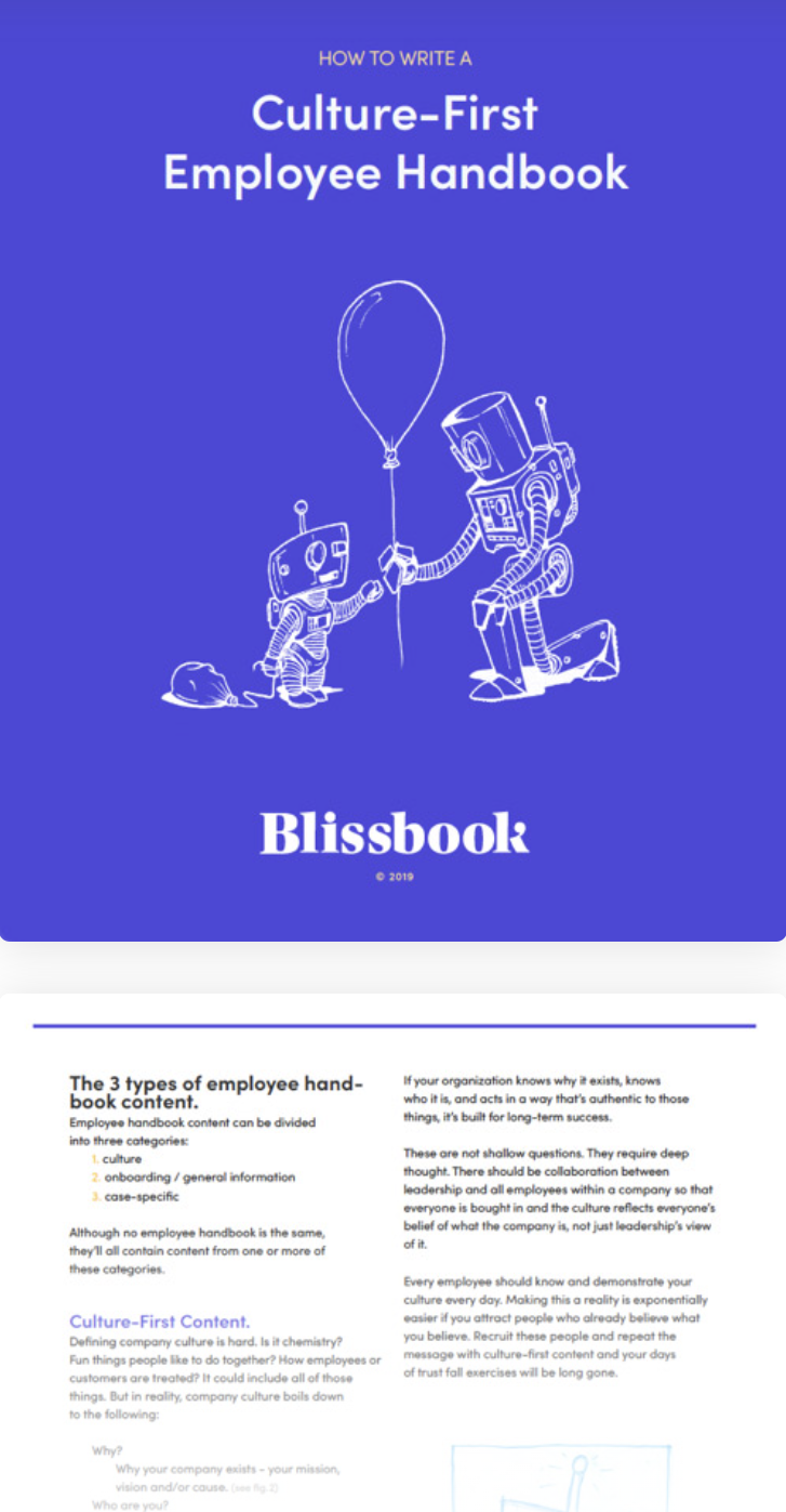 Cover page of a PDF: How to Write a Culture-First Employee Handbook