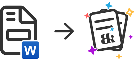 an illustration of a Word doc turning into Blissbook policies
